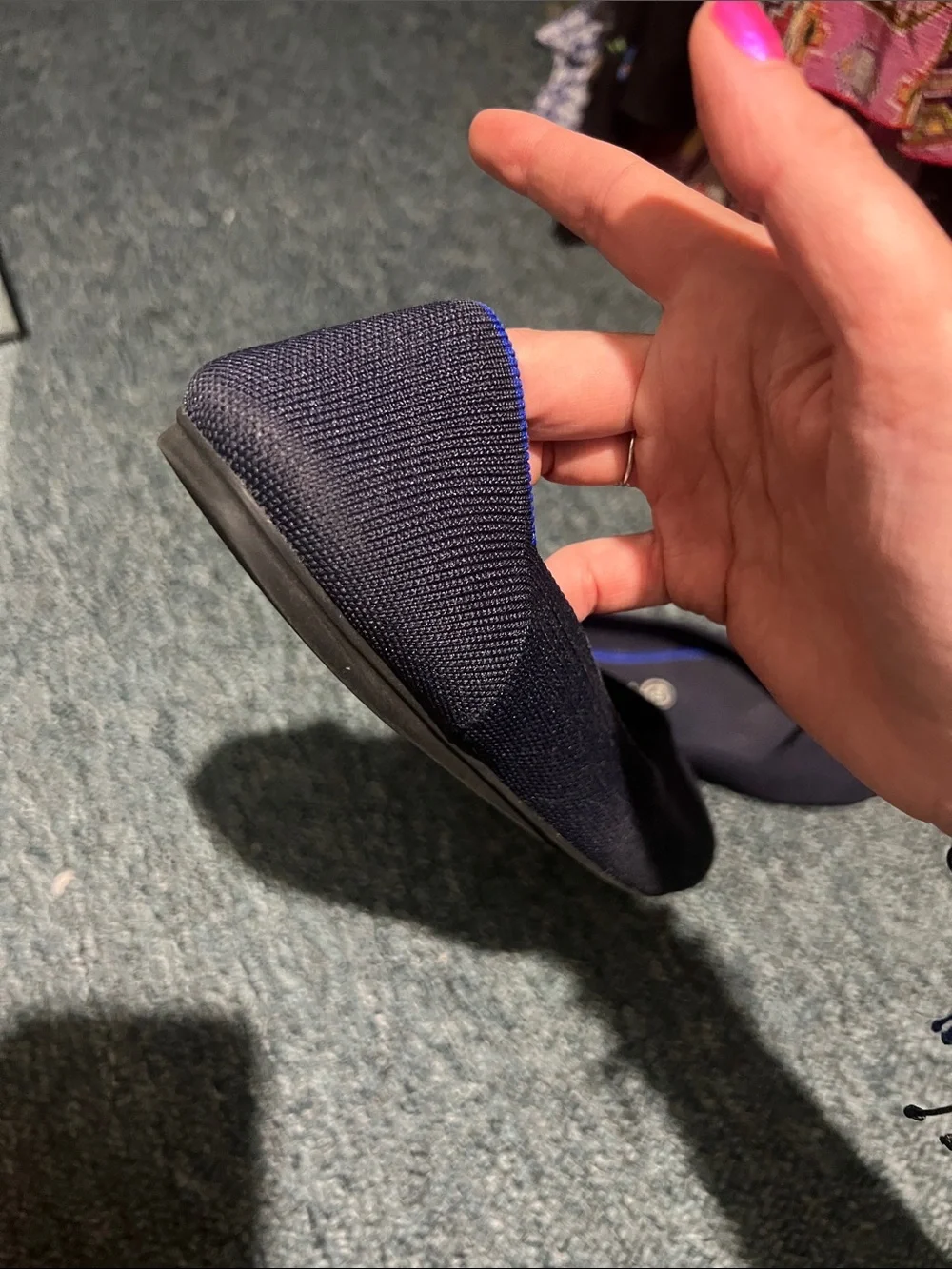 Rothy's Navy Blue Knit Slip-On Flat 9 washable